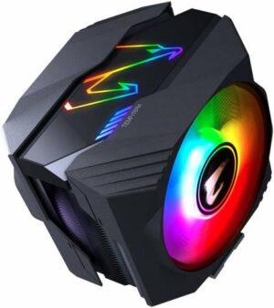 Gigabyte Aorus ATC800 CPU Air Cooler, 6 x Ø6mm Copper Direct Pipe, 2x 12cm 2 Ball Bearing RGB Fan, With LGA 1700 Mounting Kit, 600-2000 RPM Speed, 12 Voltage, Black | ATC800