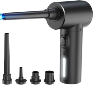 Electric Air Duster, Compressed Rechargeable Air Blower with Type-C Fast Charging, Cordless Dust Collector for Car, Keyboard, Scraps for Laptop & Computer, Reusable Compressed Air, Black | ‎Duster1031