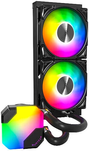 Montech HyperFlow ARGB 240 AIO Liquid CPU Cooler, 240mm Radiator, 2x 120mm aRGB Pre-Installed Fans, 3100 RPM Fan Speed, 76.2 CFM Fan Airflow, Fluid Dynamic Bearing, Black | HYPERFLOW-ARGB-240-BLACK - Image 5