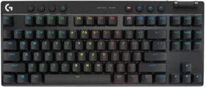 Logitech G PRO X TKL LIGHTSPEED Wireless Gaming Keyboard, Ultra-Portable Tenkeyless Design, Lightsync RGB Backlit, PBT Keycaps, Tactile Switches (GX Brown), BT/USB, US INTL Layout, Black | ‎920-012136