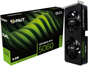 Palit GeForce RTX 5060 Dual Graphics Card, 8GB GDDR7 128-Bits Memory, 2497 MHz Boost Clock, 28 Gbps Memory Clock, 3840 CUDA Cores, PCI-Express 5.0 | NE75060019P1-GB2063D