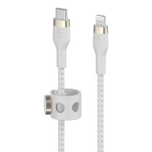 Belkin Boost Charge Pro Flex Braided USB Type C to Lightning Cable, 1M / 3.3FT, 20W Fast Charging PD Power Delivery for iPhone 13, 12, 11, Pro, Max, Mini, SE, iPad And More, White | CAA011bt1MBK