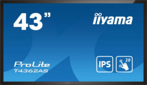 iiyama ProLite T4362AS-B1 Interactive Display, 43" 4K UHD IPS Display, 60Hz Refresh Rate, 8ms (GtG) Response Time, PCAP Touch Technology, 20 Touch Points, 1.07G Color Support, Black | T4362AS-B1