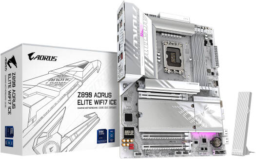 GIGABYTE Z890 Aorus Elite Wi-Fi 7 Ice LGA 1851 ATX Motherboard, Intel Z890 Chipset, 4x DDR5 DIMM Slot, Up to 256GB Max Memory, Wi-Fi7 & BT5.4, PCIe 5.0 x16, 4x M.2 Slot, White | Z890-A-ELITE-WF7-ICE