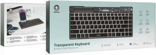 Green Lion Transparent keyboard, Universal Connectivity, LED Dispaly Screen, intelligent Energy Saving, 80 Hour Working Time, 10M Stable Wireless Transmission, Connect X3 Devices - Black - Image 2