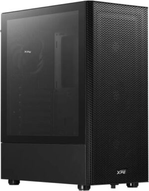 XPG Valor Mesh Compact Mid-Tower Chassis, 4x 120mm Pre-Installed Fans, Up to 360mm Radiator & 6x Fan Support, SPCC Material, 3mm Tempered Glass, Black | VALORAIRMESH-BKCWW
