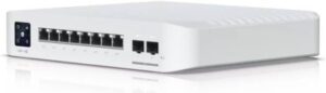 Ubiquiti Pro 8 PoE Switchl, 1.3" Touchscreen, AR Switch Management, 8-port, Layer 3 Switch with PoE+ & PoE++ Output, 120 W PoE Availability, Wall-Mountable Kit, White | USW-PRO-8-POE