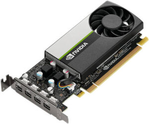 PNY NVIDIA Quadro T1000 Graphics Card, 8GB GDDR6 128-bit Memory, 896 CUDA Cores, 2.50 TFLOPS Peak FP32 Performance, 160 GB/s Mmeory Speed, PCI Express 3.0 x16, 4x mDP, Active Fansink | VCNT1000-8GB-SB