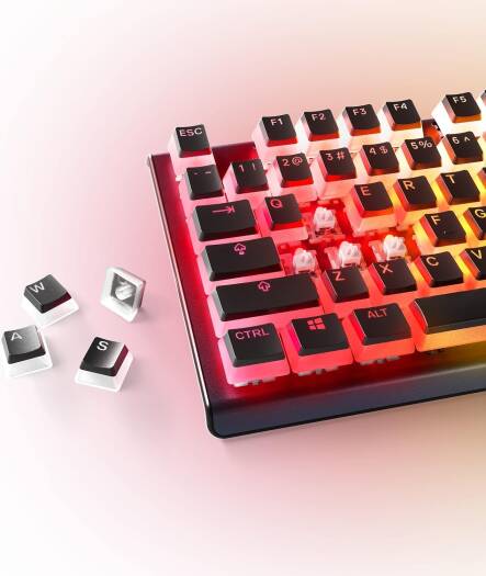 SteelSeries PrismCAPS Double Shot Pudding-Style Keycaps, Durable PBT Thermoplastic, Compatible with a Wide Range of Mechanical Keyboards, US Layout, Black | 60200