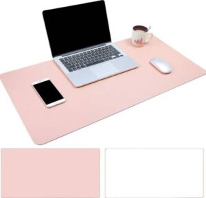 Large Desk Pad, Non-Slip PU Leather Desk Mouse Pad Waterproof Desk Pad Protector, Dual-Side Use Desk Writing Mat for Office Home, 80cm x 40cm (Pink&White) |