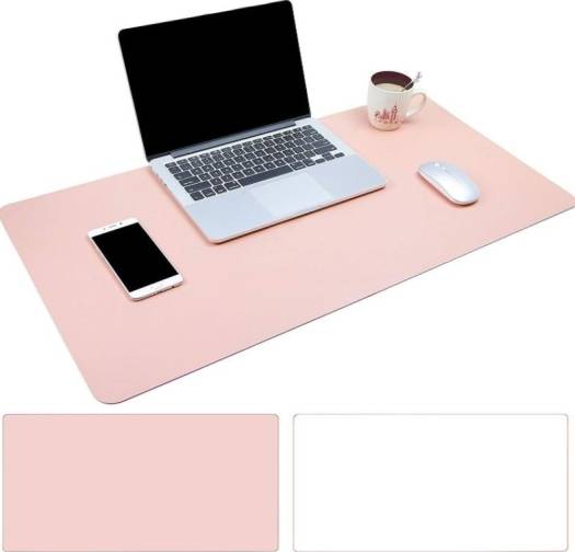 Large Desk Pad, Non-Slip PU Leather Desk Mouse Pad Waterproof Desk Pad Protector, Dual-Side Use Desk Writing Mat for Office Home, 80cm x 40cm (Pink&White) |