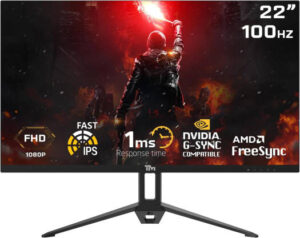 Twisted Minds 22" FHD Gaming Monitor, IPS Panel Technology, 1920 x 1080 Full HD Resolution, 100Hz Refresh Rate, 1ms, Speaker, HDMI 1.4 / VGA / Audio / DC, Black | TM22FHD100IPS