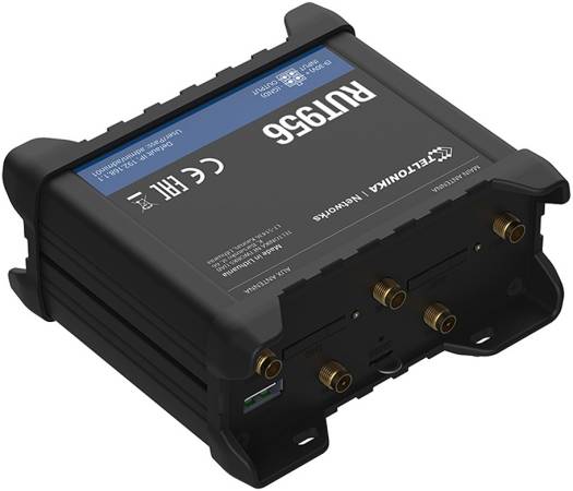 Teltonika RUT956 Industrial Cellular Router, 4G/LTE (Cat 4), 3G, 2G Connectivity, Up to 150 Mbps Speed, Dual SIM, 4x Ethernet Ports, USB 2.0, WAN Failover, RS232/RS485 Serial Ports, GNSS | RUT956