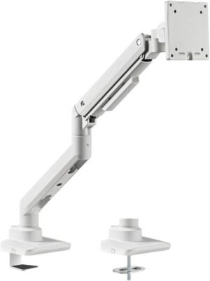 SilverStone ARM14 Single Monitor Arm w/ Heavy-Duty Gas Spring Design & Versatile Adjustability, For Monitors Up To 49" & 20kg Weight, VESA Mounting Interface, 100mm Mounting Hole, White | SST-ARM14