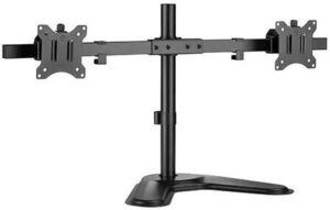Newstar 91-LDT57T02 Pole Dual Screen Monitor Mount, Fits 17" to 32" Screens, Up to 9kg Max Weight Capacity, Cable Management Clip, Tilt, Swivel, Rotation, Quick Release VESA Plate, Black | 91-LDT57T02