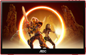 AOC 16G3 Portable Gaming Monitor, 16" IPS Display, Full HD Resolution, 144Hz Refresh Rate, 4ms (GtG) Response Time, Freesync, Low Blue Light, Flicker Free, Black/Red | 16G3