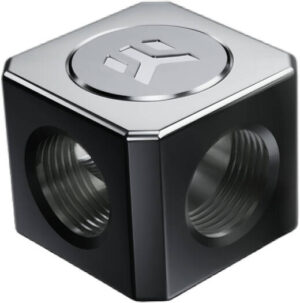 EKWB EK-AF ALU T-splitter 3F G1/4, 7mm Thread, 3x G1.4" Threading (All Female), Anodized CNC Machined Aluminum, Natural Grey | 3831109813034