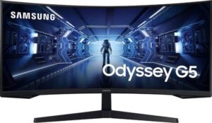 Samsung Odyssey G5 Curved Gaming Monitor, 34" VA Display, UltraWide QHD Resolution, 165Hz Refresh Rate, 1ms (MPRT) Response Time, AMD FreeSync Premium Technology, Black | LC34G55TWWPXXU