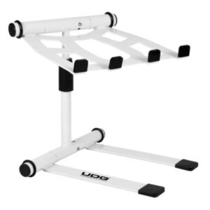 UDG Ultimate Height Adjustable Laptop Stand, 360 Degree Rotatable Tray, Fits Up to 19'' Laptop / Ipad / Mixer, No Loose Parts, Maximum Load of 15kg, White | U96111WH