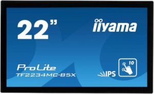 iiyama ProLite TF2234MC-B5X Interactive Display, 22" IPS Display, FHD Resolution, 60Hz Refresh Rate, 8ms (GtG) Response Time, Projective Capacitive Touch, 16.7m Color Support, Black | TF2234MC-B5X