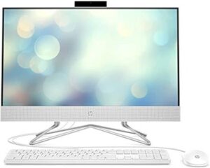 HP All-in-One 24DF-1004NH Bundle PC, 23.8" FHD IPS Non-Touch Display, Intel® Core™ i5-1135G7, 8GB RAM, 256 GB SSD, Integrated Intel Iris X Graphics, USB White Wired KB & Mouse, DOS, White | 2N1F4EA