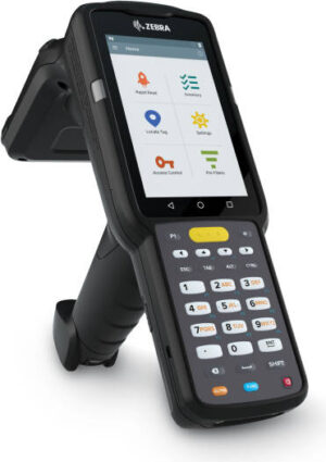 Zebra MC3330XR RFID Handheld Reader, 4" WVGA Touch Display, Zebra Proprietary Radio Technology, 4GB RAM + 32GB ROM, Integrated Circular Polarized Antenna Type, Black | MC333U-GJ4EG4EU