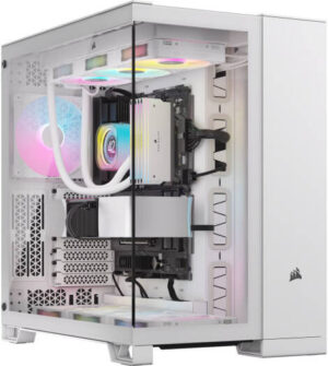 Corsair iCUE LINK 6500X RGB Mid-Tower ATX Computer Case, 3x RX RGB Pre-Installed Fans, Up to 360mm Radiator & 10x Fan Support, Dual Chamber Design, Tempered Glass, Modern I/O, White | CC-9011270-WW