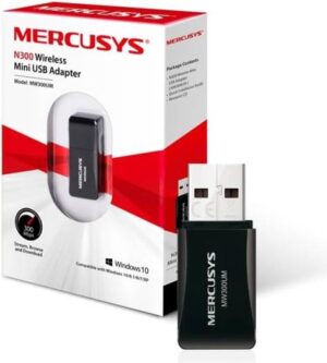 MERCUSYS Wi-Fi Dongle, N300 Wireless Mini USB Wi-Fi Adapter for PC/Desktop/Laptop, Supports Windows 10/8.1/8/7/XP (MW300UM)