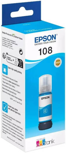 Epson 108 EcoTank Ink Bottle, 70ml, Cyan | 108C