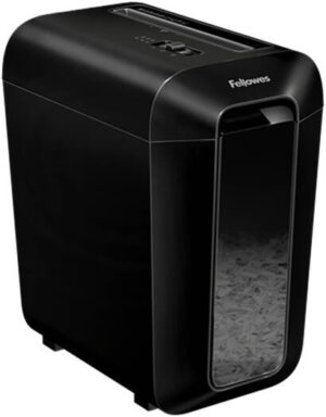 Fellowes Powershred LX65 Cross Cut Paper Shredder, Shreds 10 Sheets into 4x40mm Particles, SafeSense Technology, 22 Litere Bin With Lift Off Head, Black | 4400701