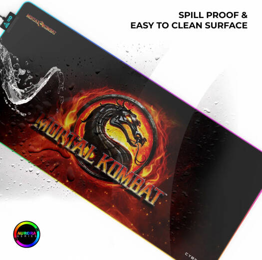 Cybeart Mortal Kombat Aurora Mouse Pad, Premium LED RGB Lighting, Micro-woven Cloth, Spill Proof Surface, Never Fray Edges W/ Reinforced Stitch, Esports Grade Never-Slip Base, XXL, Black | MRTLKMBTRR - Image 8