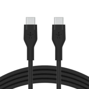 Belkin Boost Charge Flex Silicone USB Type C to C Cable,1M/3.3FT, USB-IF Certified Power Delivery PD Fast Charging Cable For MacBook Pro, iPad Pro, Galaxy S21, Ultra, Black | CAB009bt1MBK