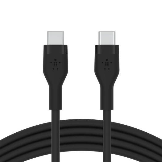 Belkin Boost Charge Flex Silicone USB Type C to C Cable,1M/3.3FT, USB-IF Certified Power Delivery PD Fast Charging Cable For MacBook Pro, iPad Pro, Galaxy S21, Ultra, Black | CAB009bt1MBK