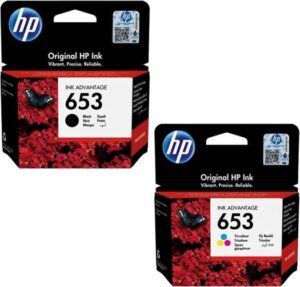Hp 653 Original Ink Advantage Cartridge 1 + Hp 653 Original Ink Advantage Cartridge 1, Black+Tri Color, 3Ym75Ae+3Ym74Ae, 653 Black + Tri-Color