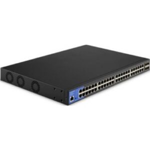 Linksys 48-Port Gigabit PoE+ Switch, 10G SFP+ Uplink, Integrated PoE+ (740W), Security & QoS, 176Gbps, 130.95Mpps, Black | LGS352MPC-EU