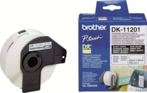 Genuine Brother DK-11201 Label Roll - Black on White, 29mm x 90mm | DK-11201