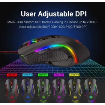 Redragon K552 Tenkeyless Wired Mechanical Gaming Keyboard and Mouse Combo, RGB LED Backlit, With Arrow Key, 7200 DPI Mouse, For Windows PC Gamers, English Layout, Black | K552-RGB-BA - Image 6