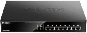 D-Link 8-Port Desktop Gigabit Max PoE Switch, 5 to 14 Ports, 16 Gbps Switching capacity, 8 PoE Ports, Desktop Rackmountable Form Factor, Metal Housing, Black | DGS-1008MP