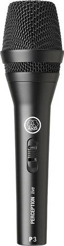 AKG Perception P3 S Handheld Cardioid Dynamic Microphone, 40Hz to 20kHz Frequency Response, Wire-Mesh Grille, Cardioid Polar Pattern, Black | 3100H00140