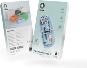 Green Lion Transparent Mouse 2 Sleek, Wireless, & Multi-Functional, 800-1600 DPI, 5 Keys, 10m Range, Type-C Charging, Model GL-112 (Blue)