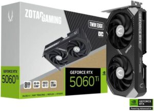 ZOTAC GAMING GeForce RTX 5060 Ti Twin Edge OC Graphics Card, 8GB GDDR7 128-Bit Memory, 2602 MHz Engine Clock, 28 Gbps Memory Clock, 4608 CUDA Cores, PCI Express 5.0 x8 | ZT-B50610H-10M