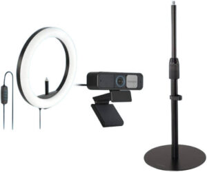 Kensington Essential Pack for Professional Video Conferencing Experience, 1080p Webcam, Ring Light & Adjustable Desk Stand, Built-in Noise-reducing Microphone | K8117MHL