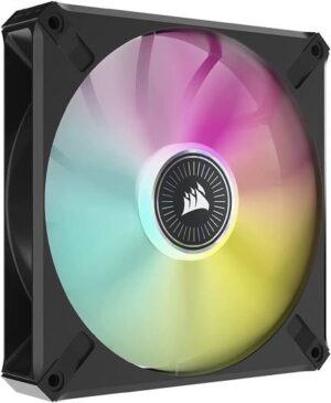 Corsair iCUE ML140 RGB Elite Premium PWM Fan, 140mm Size, Magnetic Levitation, 400-1600 RPM Speed, 10-31.8 dBA Sound Level, Single Pack, Black | CO-9050114-WW