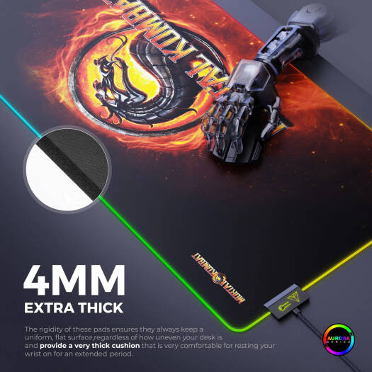 Cybeart Mortal Kombat Aurora Mouse Pad, Premium LED RGB Lighting, Micro-woven Cloth, Spill Proof Surface, Never Fray Edges W/ Reinforced Stitch, Esports Grade Never-Slip Base, XXL, Black | MRTLKMBTRR - Image 7