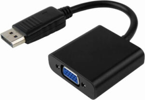 DP To VGA Adapter, 1 x 15-Pin HD-15 Female VGA, Copper Conductor, Devices With VGA Output to Displayport-Enabled Monitors or Displays, Black | DP To VGA