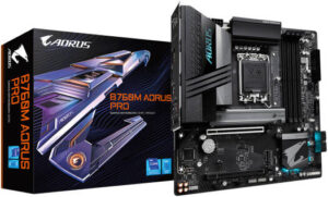 GIGABYTE B760M Aorus Pro LGA1700 Intel Motherboard, Intel B760 Chipset, 4x DDR5 DIMM Sockets, 192GB Max Memory, 2x M.2 Slots, 1x PCIe 4.0x16, HDMI/DP/2.5GbE LAN Ports | B760M-AORUS-PRO