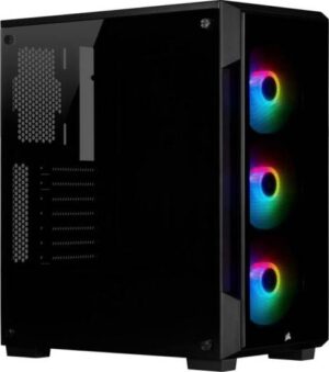 Corsair iCUE 220T RGB, Tempered Glass Mid-Tower ATX Smart Gaming Case, 360mm Liquid Coolers - Black | CC-9011190-WW