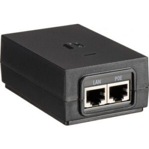 Ubiquiti Networks 48VDC Power over Ethernet Injector, 0.5A Gigabit Adapter, 24W of Power, 65 kHz, Indoor, For Ubiquiti Networks PoE Devices, Black | POE-48-24W-G