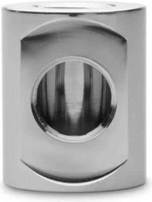 EKWB EK-Quantum Torque 3F T-Splitter Fitting, 3x Female Ports, 4.5mm Thread Length, 23mm Diameter, 28mm Installed Height, Nickel | 3831109826669