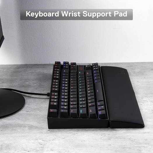 Redragon P037 Meteor L Computer Keyboard Wrist Rest Pad, Fatigue Killer, Soft Faux Leather Surface, Memory Foam, 20mm Pad Height, 8° Tilt Angle, 6 Anti-Slip Rubbers, Large, Black | P037 - Image 2
